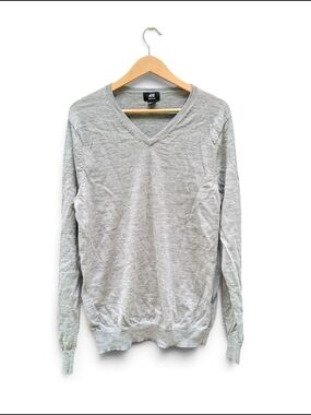 H&M Men’s Gray V-Neck Merino Wool Knit Sweater